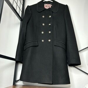 JUICY COUTURE Black Wool Double Breasted Pea Coat Size Small